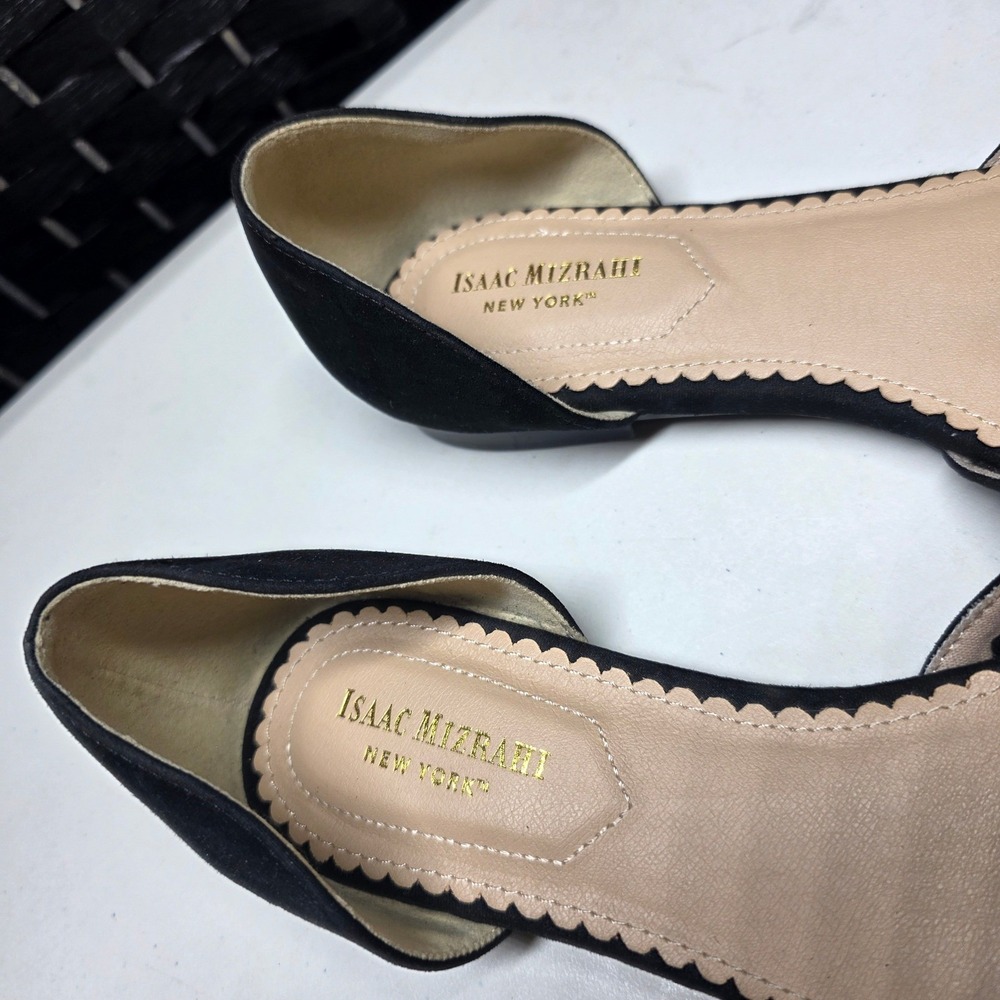 Isaac Mizrahi New York Black Studded DOrsay Pointed Toe Flats Shoes Women's 9.5 - Picture 5 of 8